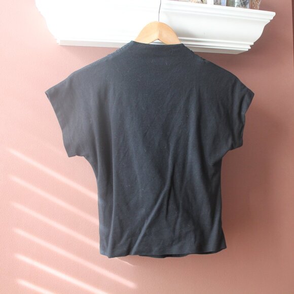 Maeve Anthropologie Short Sleeve Wrap Front Shirt S Black Wakefield Blouse - Picture 4 of 4